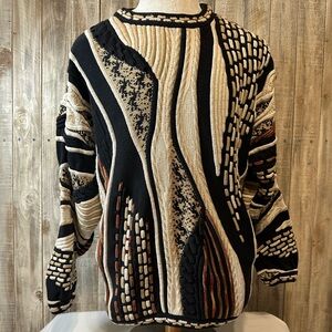 Vintage Bachrach Made in Canada Coogi Style Cotton Linen Knit Sweater